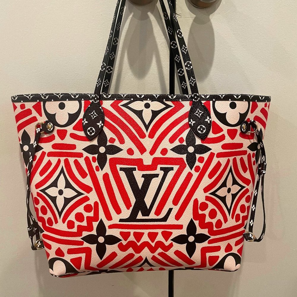 LV Louis Vuitton 2020 Neverfull MM, Red, Black, Geometric Bag